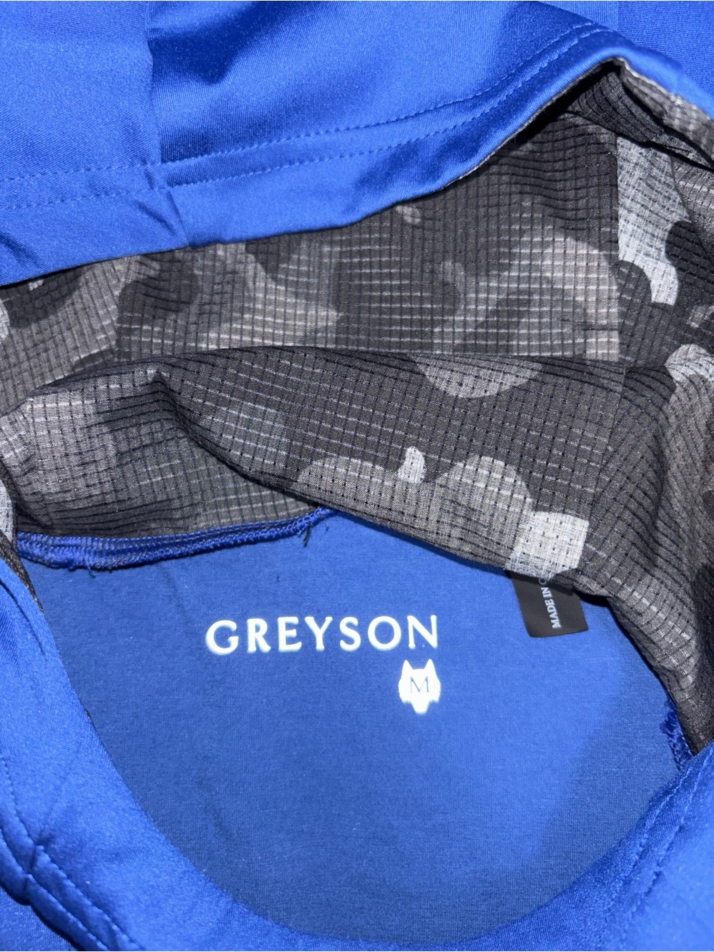 Greyson Hoodie Mens M Medium Blue Camo Cokato Stretch Performance Cotton Blend - Picture 3 of 7